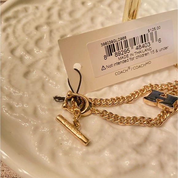 NWT! Coach designer pavé charm bracelet w/ fun colorful charms + Coach gift box - Picture 5 of 13